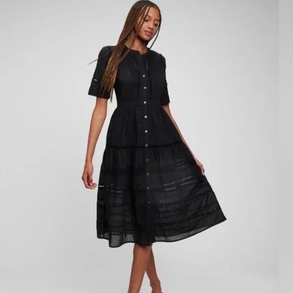 Gap Lace Button-Front Midi Dress - Small - Picture 1 of 8